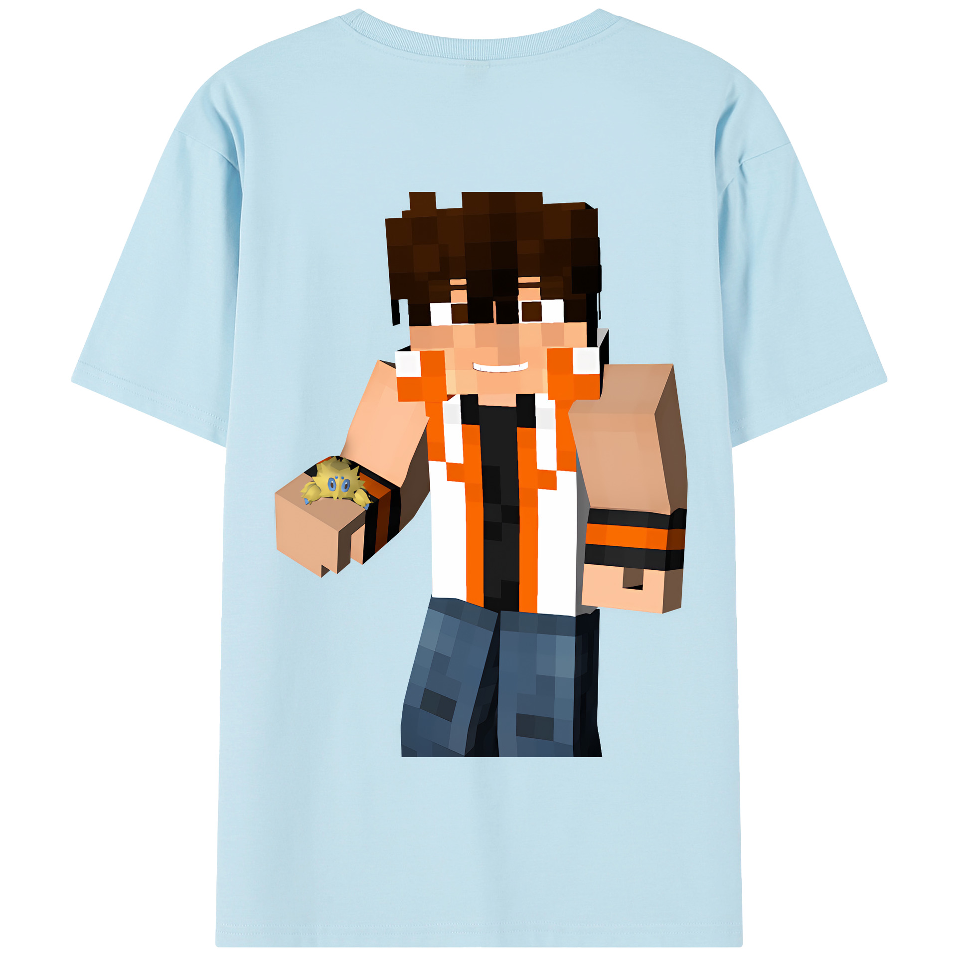 （画像用） マインクラフト ブロックの世界 Minecraft MC Block world 綿100％半袖Tシャツ（背面プリント）